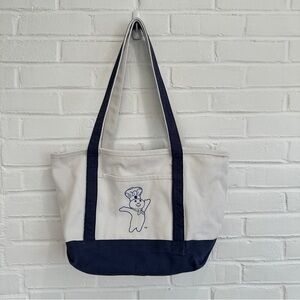 Pillsbury Doughboy Poppin' Fresh Canvas Tote Bag White Navy Blue